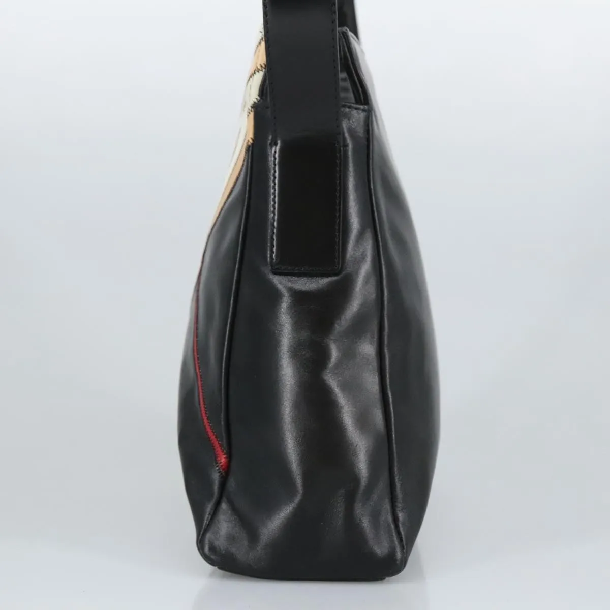 BURBERRY Shoulder Bag Leather Black Gold 97033