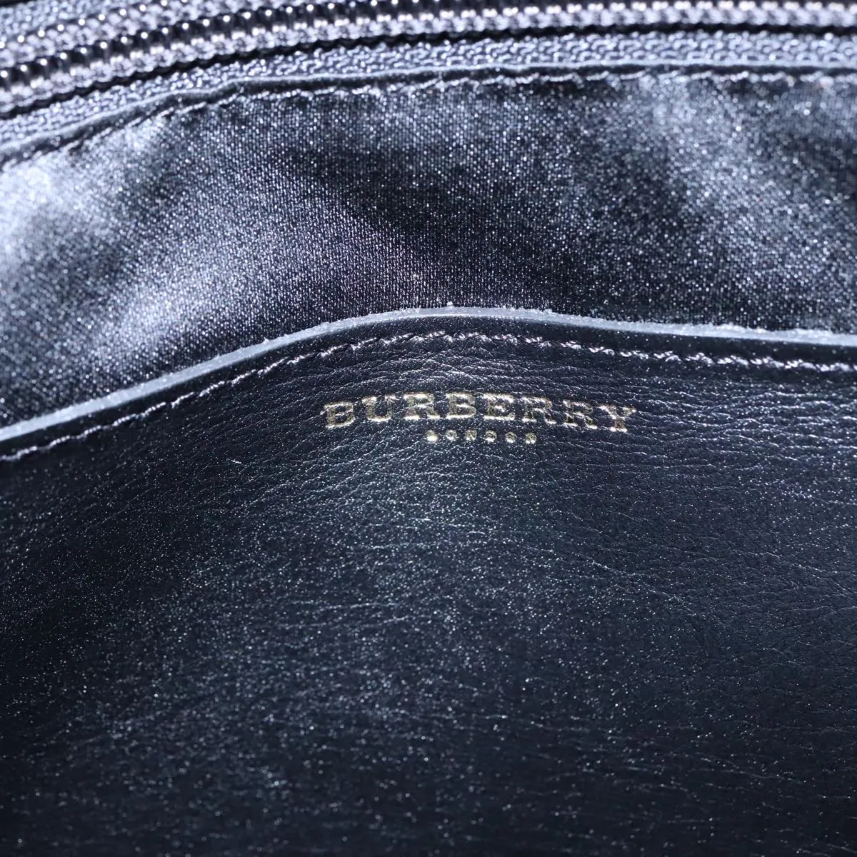 BURBERRY Shoulder Bag Leather Black Gold 97033