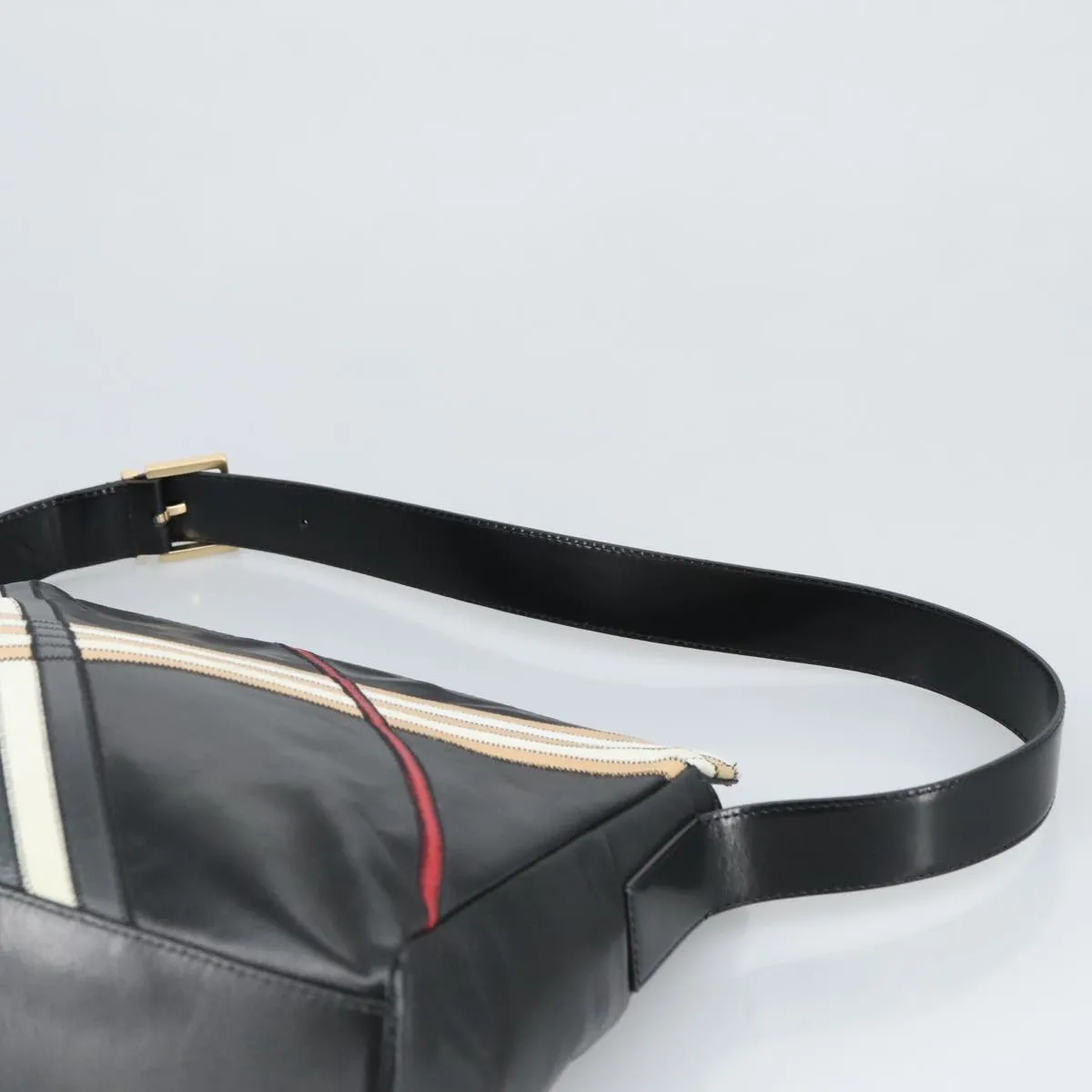BURBERRY Shoulder Bag Leather Black Gold 97033