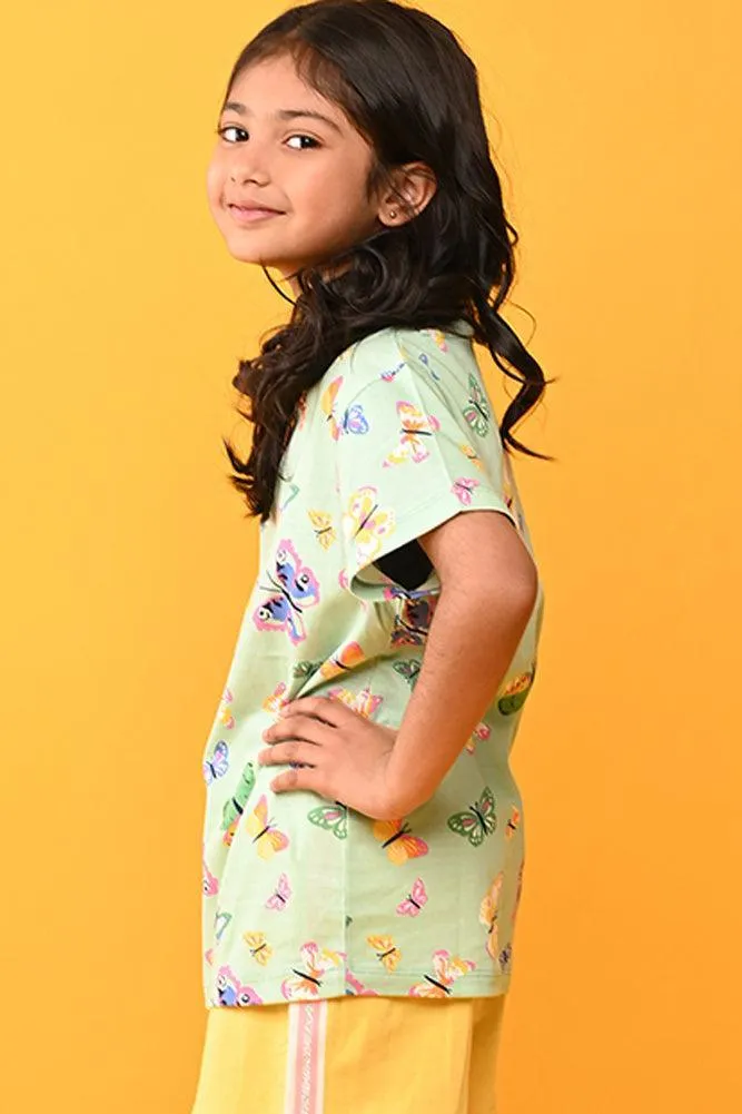 BUTTERFLY SHORT SLEEVES T-SHIRT - GREEN