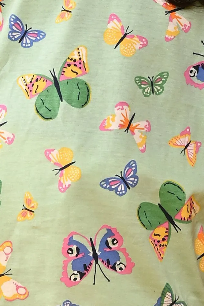 BUTTERFLY SHORT SLEEVES T-SHIRT - GREEN