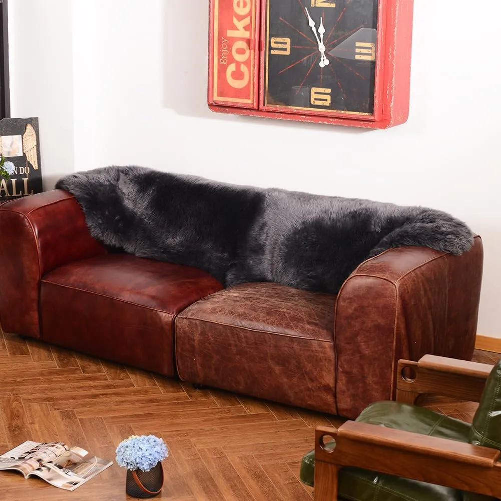 Carbon Grey Large Sheepskin Rug