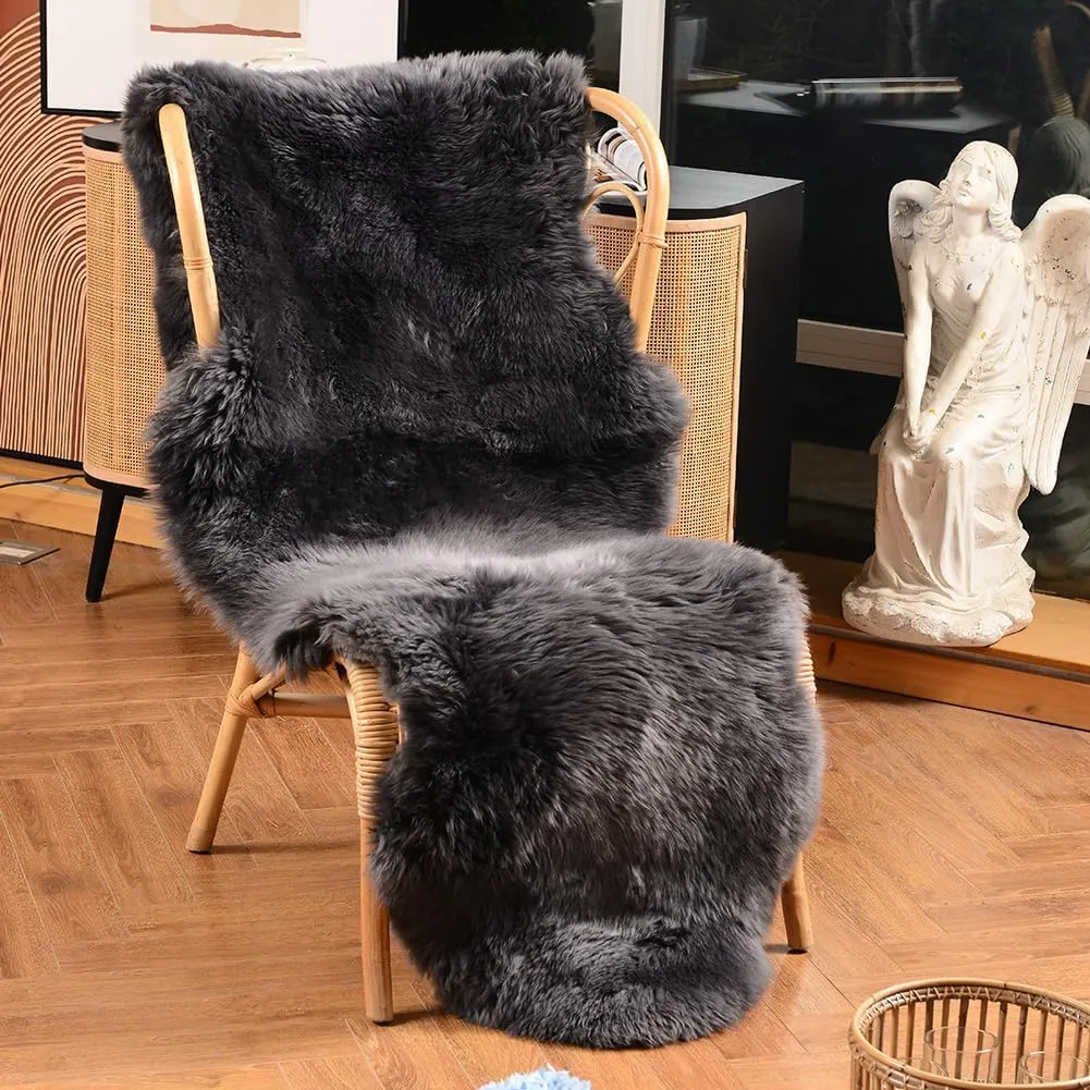 Carbon Grey Large Sheepskin Rug