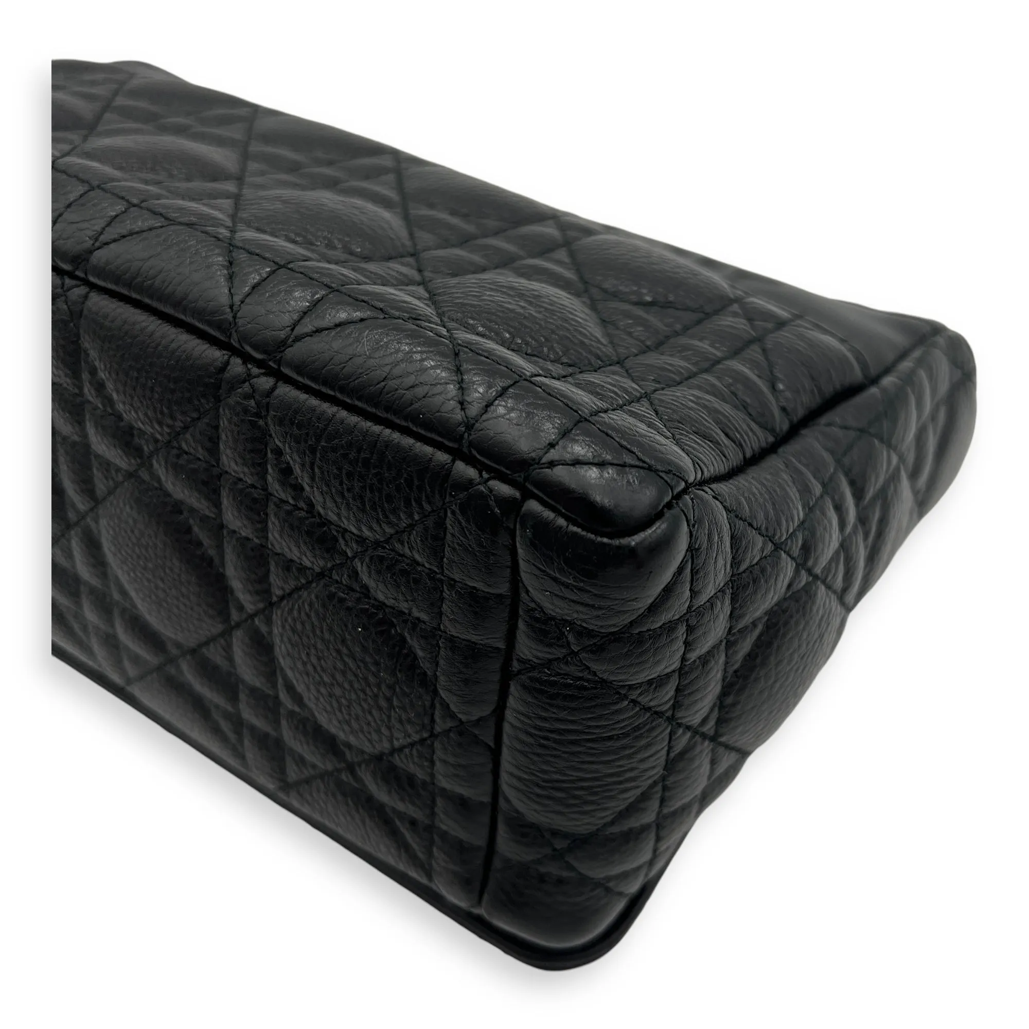 Caro Medium Black Shoulder Bag in Calfskin, Gold hardware