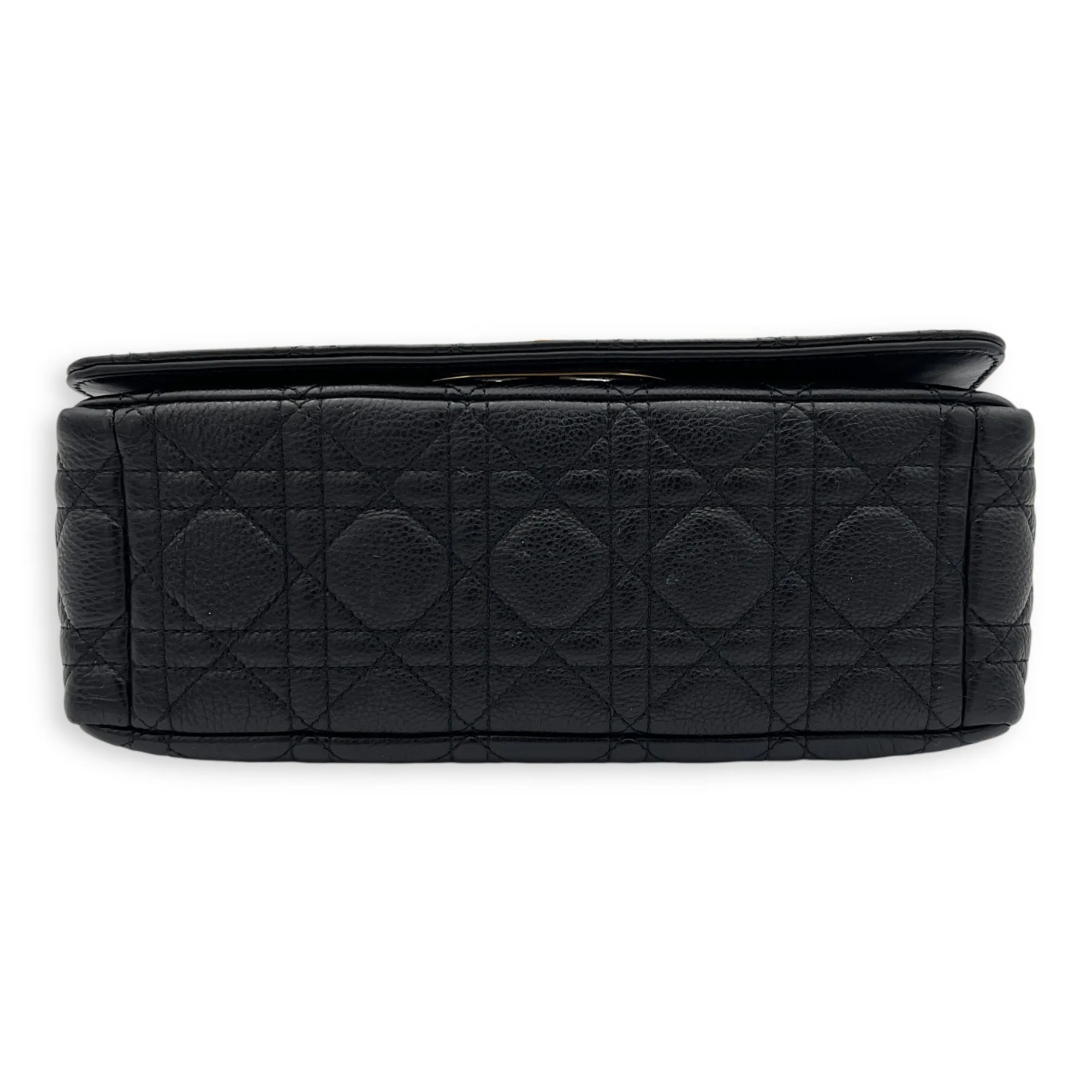 Caro Medium Black Shoulder Bag in Calfskin, Gold hardware