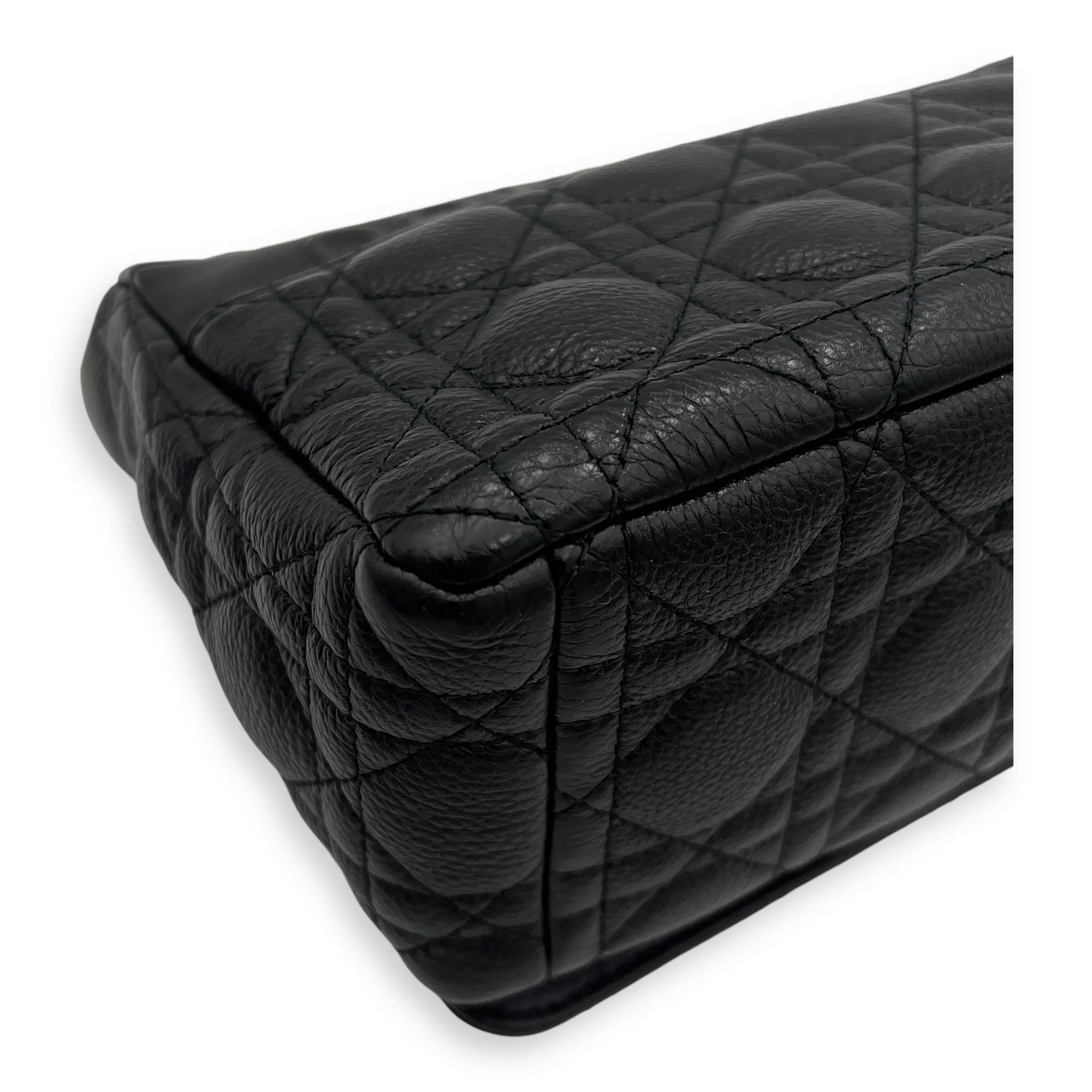 Caro Medium Black Shoulder Bag in Calfskin, Gold hardware