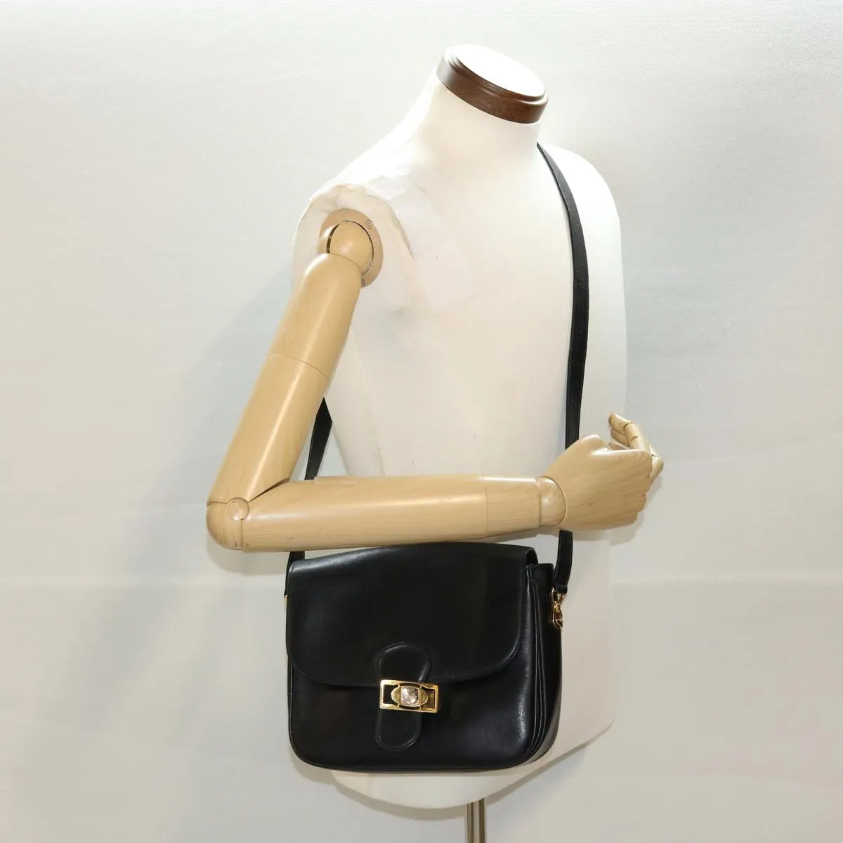 CELINE Horse Carriage Shoulder Bag Leather Black rd5252