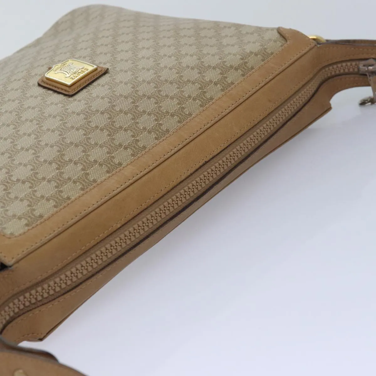 CELINE Macadam Canvas Shoulder Bag Beige 82010