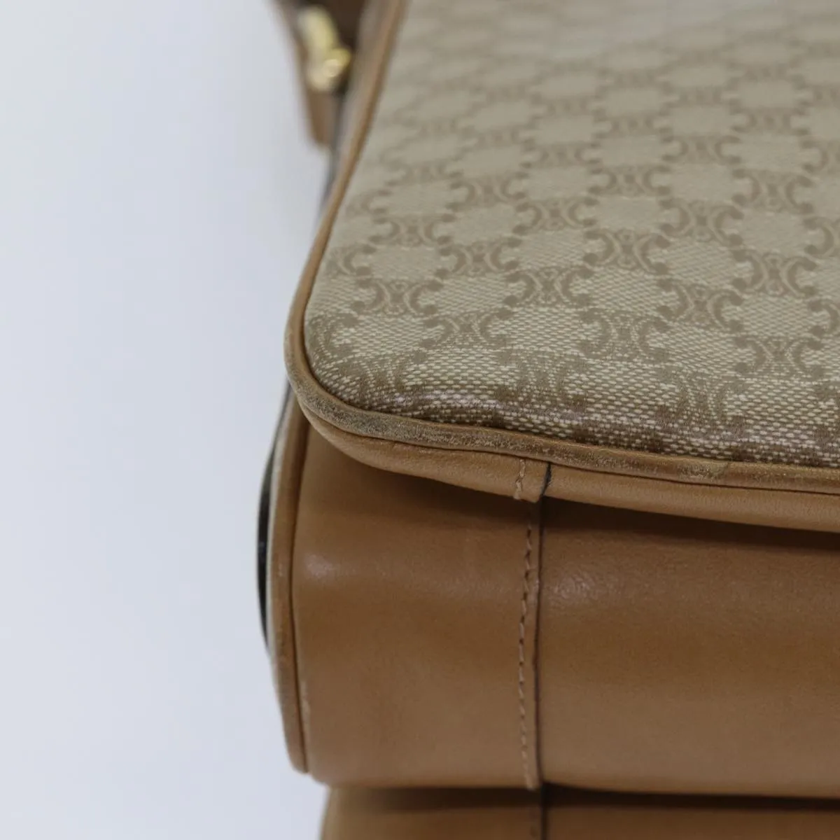 CELINE Macadam Canvas Shoulder Bag Beige 82010