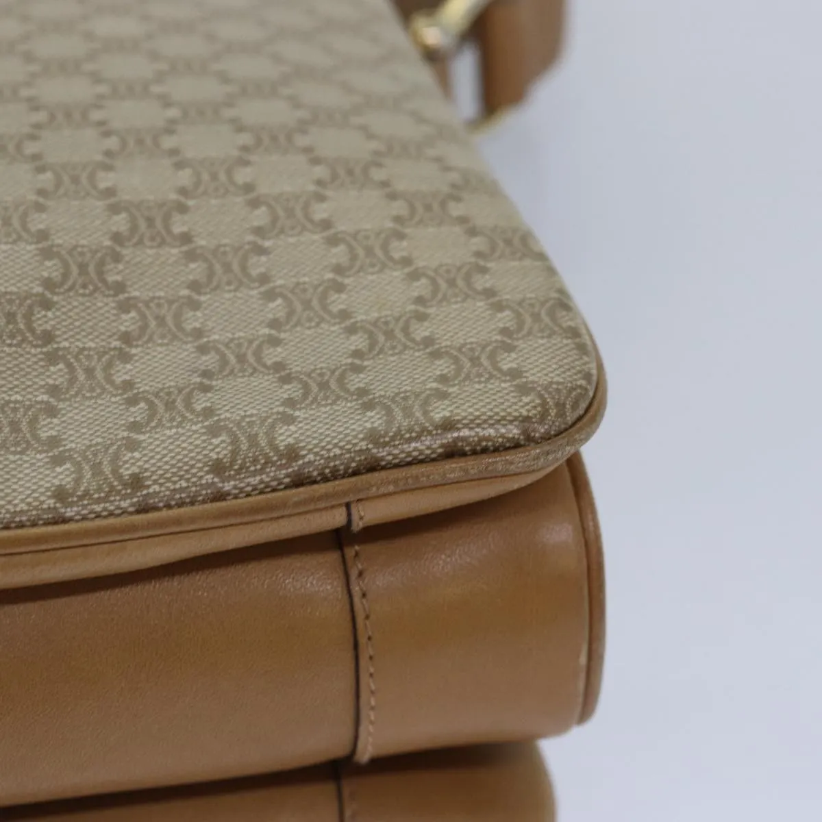 CELINE Macadam Canvas Shoulder Bag Beige 82010