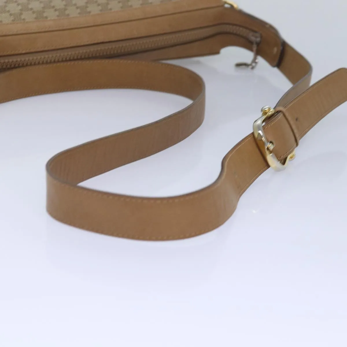 CELINE Macadam Canvas Shoulder Bag Beige 82010