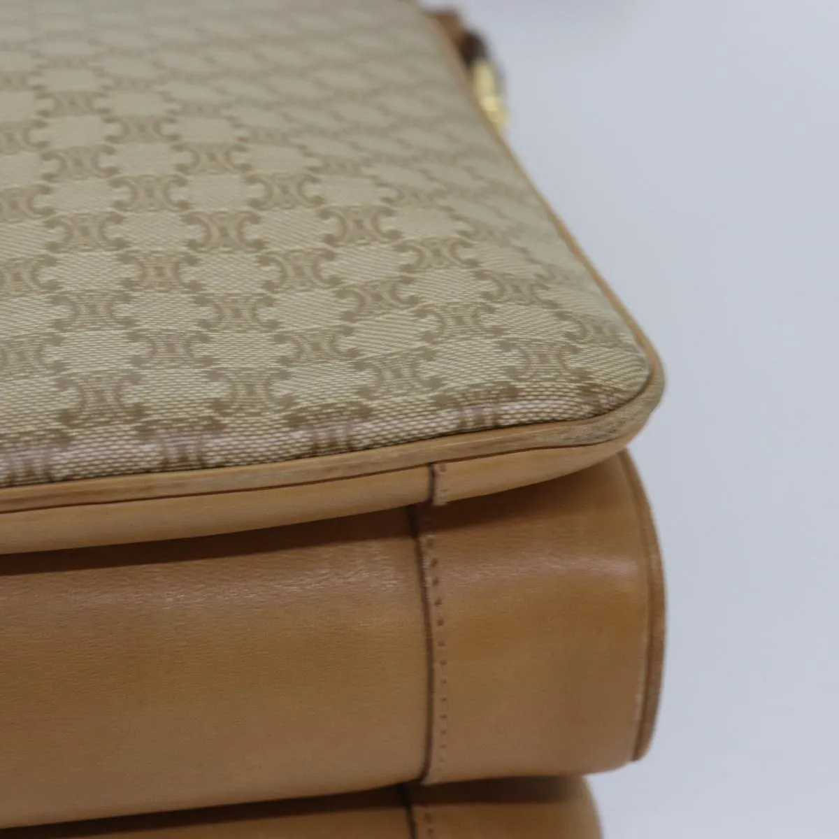 CELINE Macadam Canvas Shoulder Bag Beige 82010