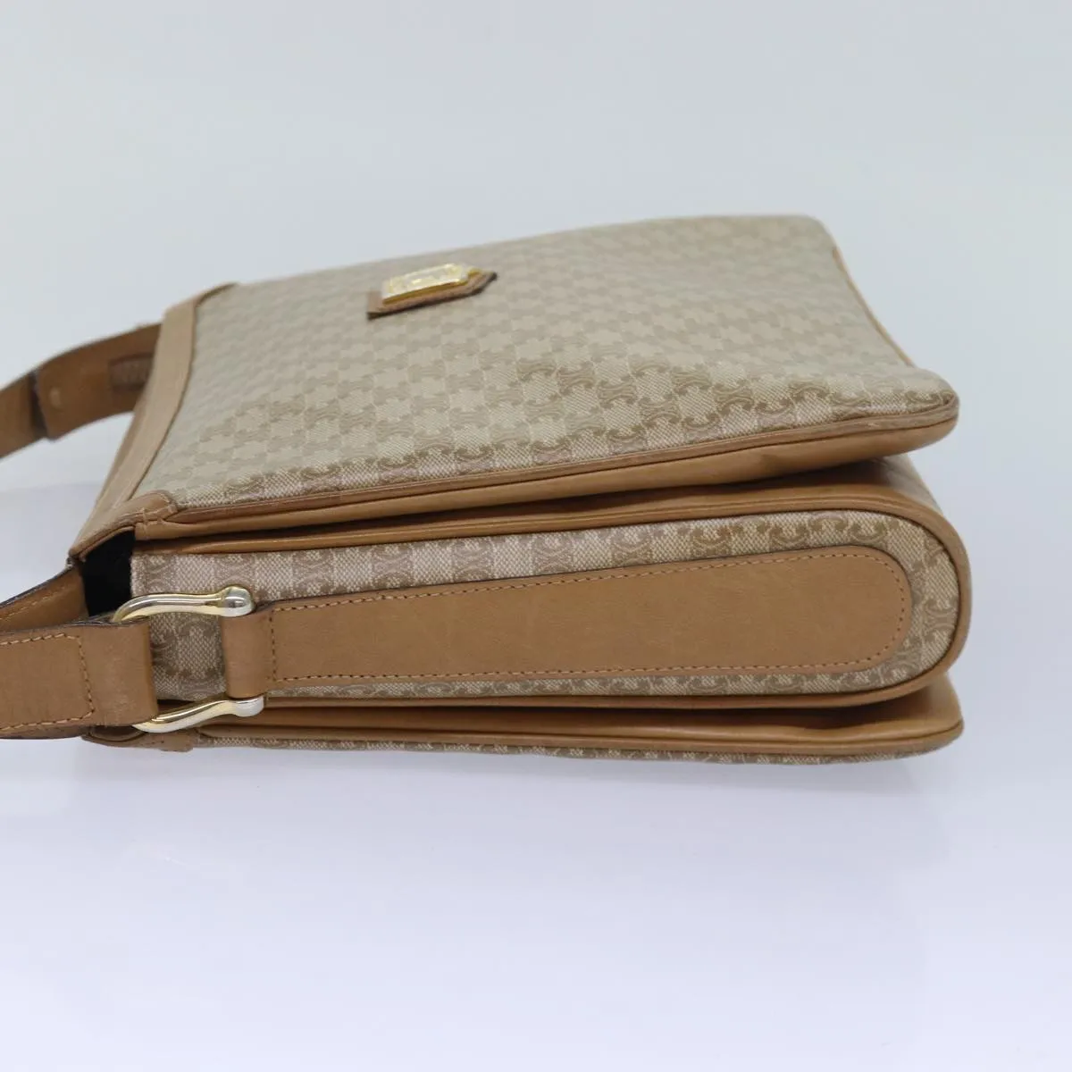 CELINE Macadam Canvas Shoulder Bag Beige 82010