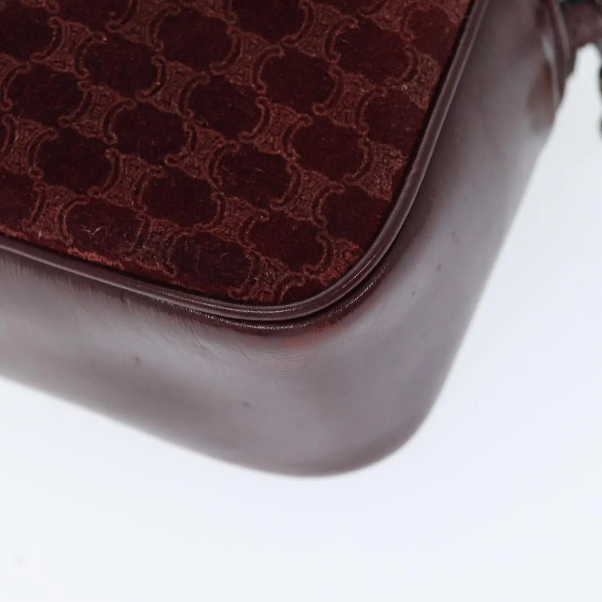 CELINE Macadam Canvas Shoulder Bag Bordeaux 74595