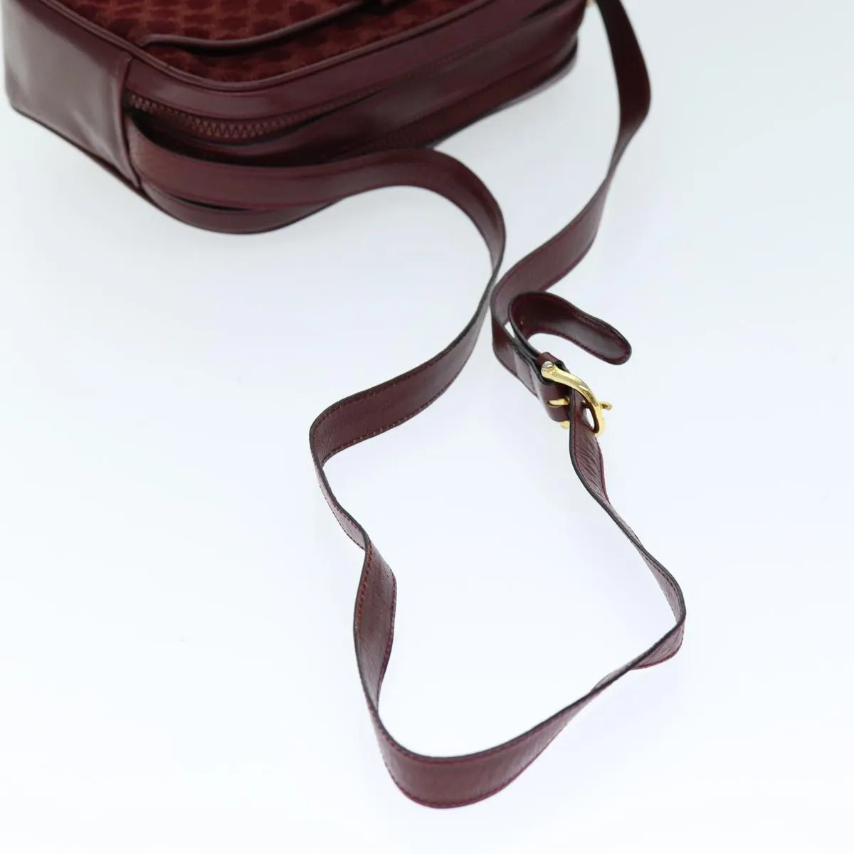CELINE Macadam Canvas Shoulder Bag Bordeaux 74595
