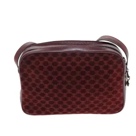 CELINE Macadam Canvas Shoulder Bag Bordeaux 74595