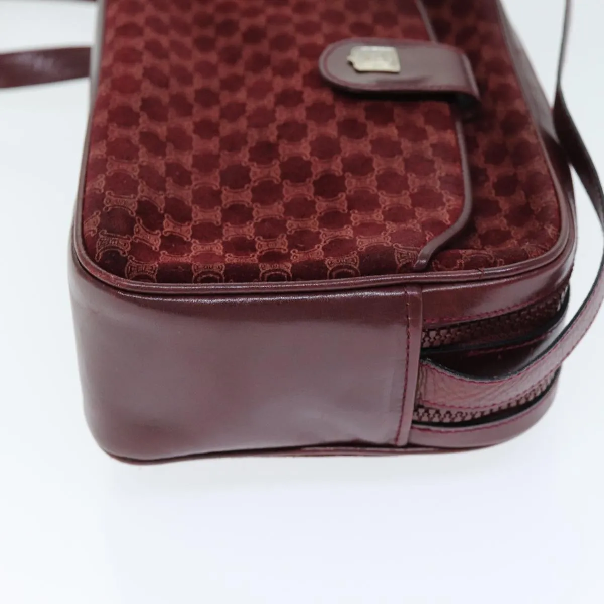 CELINE Macadam Canvas Shoulder Bag Bordeaux 74595