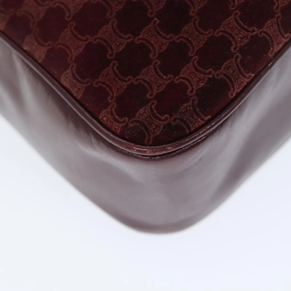 CELINE Macadam Canvas Shoulder Bag Bordeaux 74595