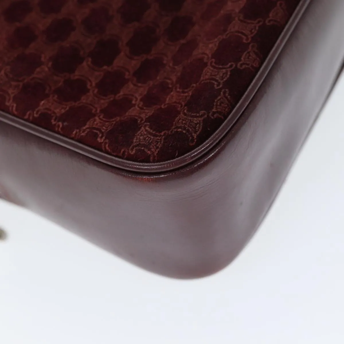 CELINE Macadam Canvas Shoulder Bag Bordeaux 74595