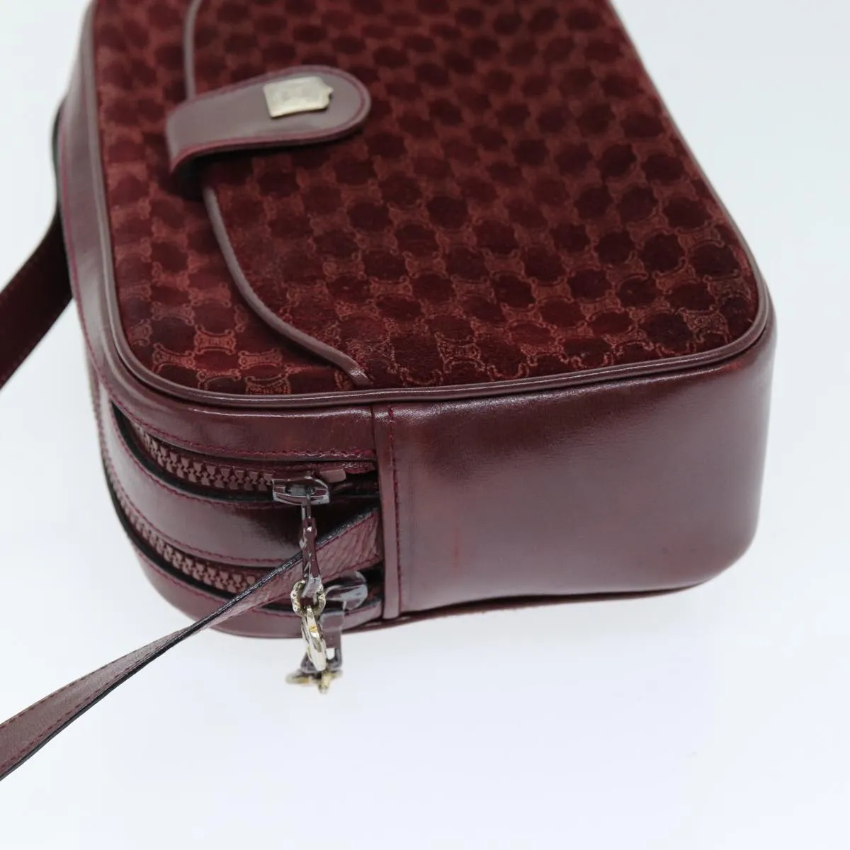 CELINE Macadam Canvas Shoulder Bag Bordeaux 74595
