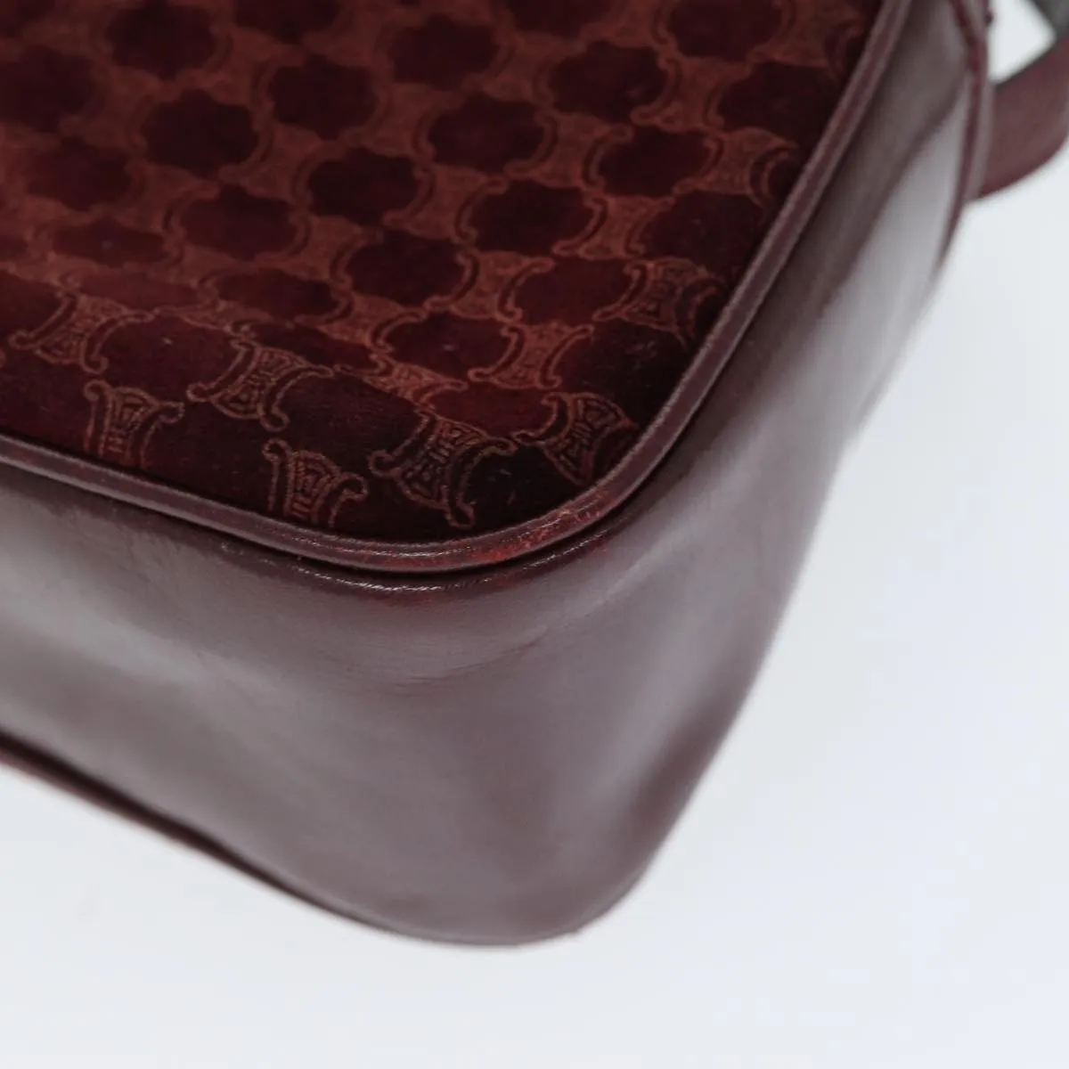 CELINE Macadam Canvas Shoulder Bag Bordeaux 74595