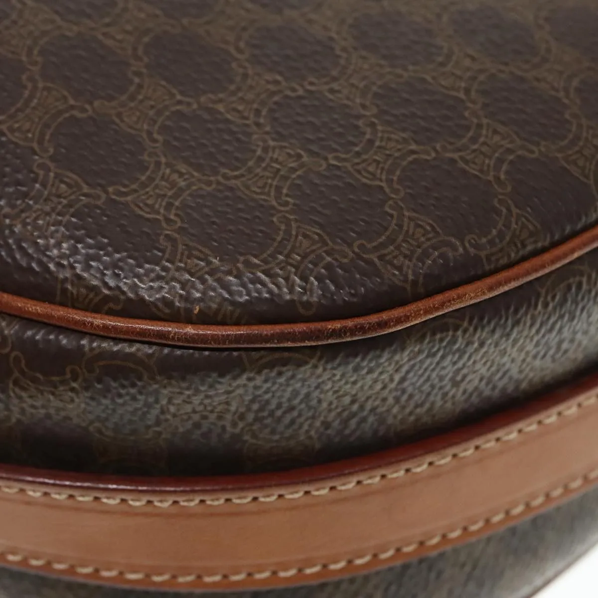 CELINE Macadam Canvas Shoulder Bag PVC Brown 90560