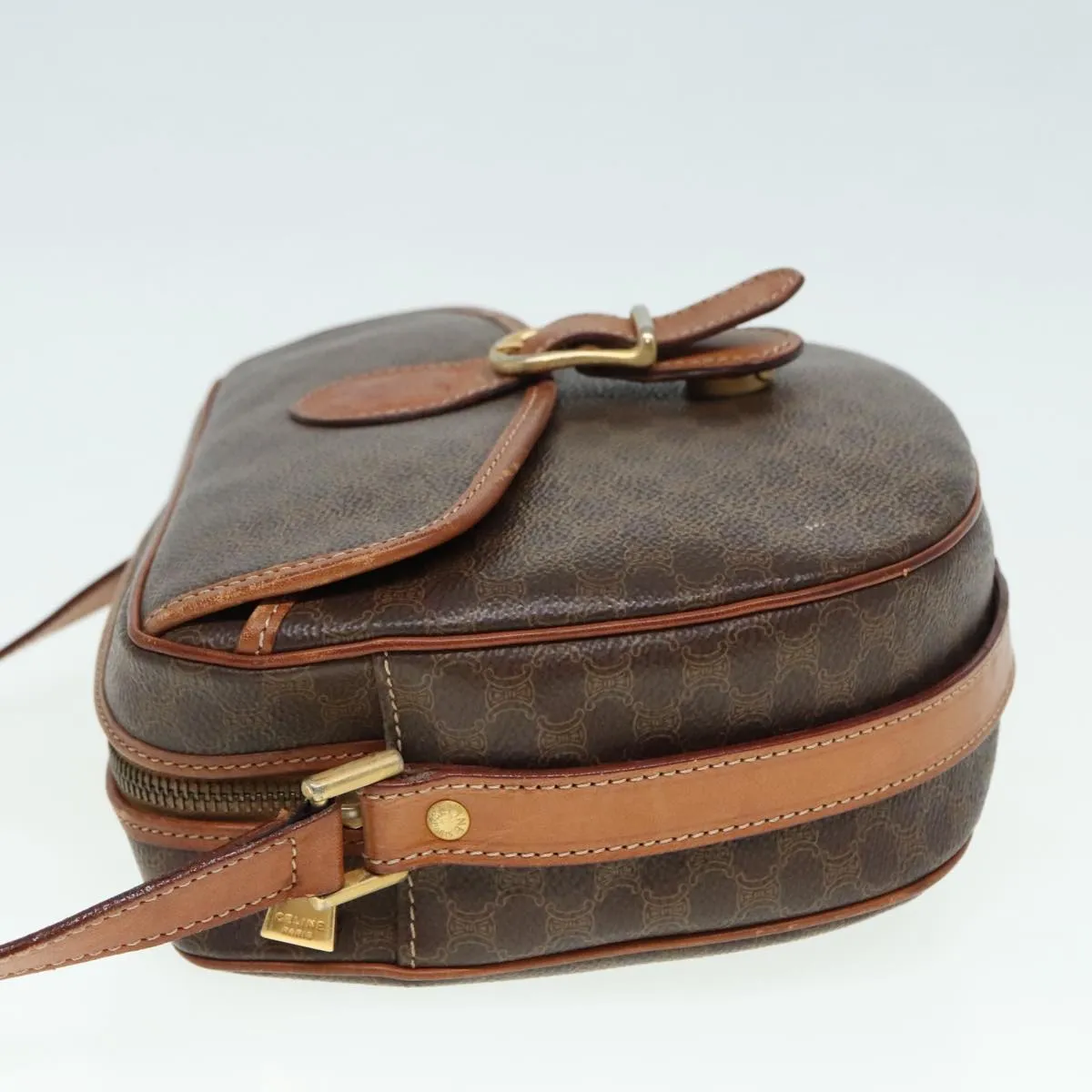 CELINE Macadam Canvas Shoulder Bag PVC Brown 90560