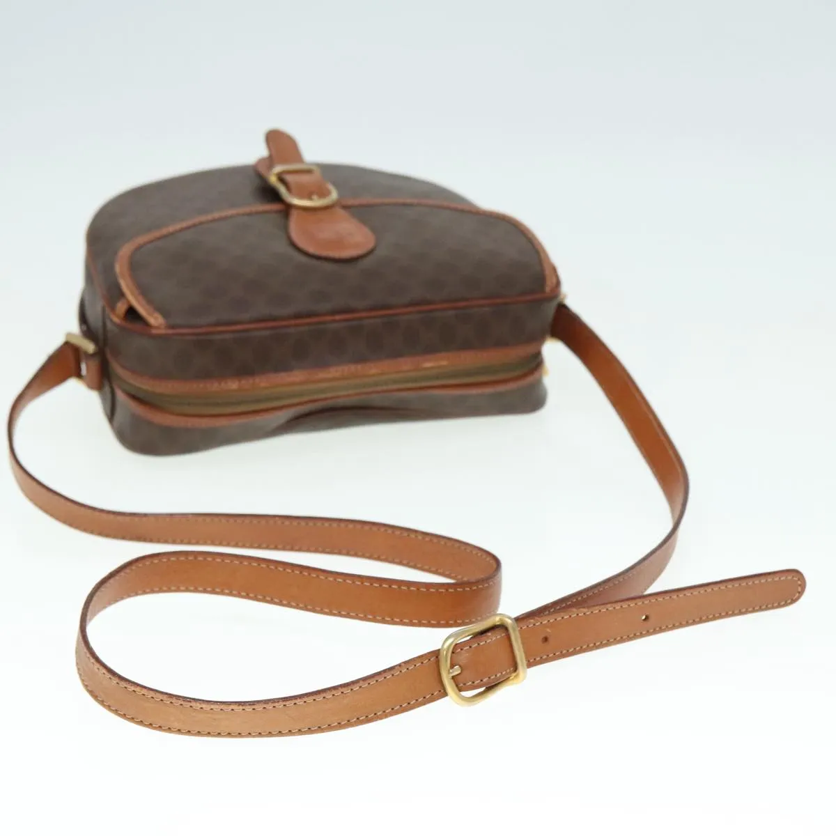CELINE Macadam Canvas Shoulder Bag PVC Brown 90560