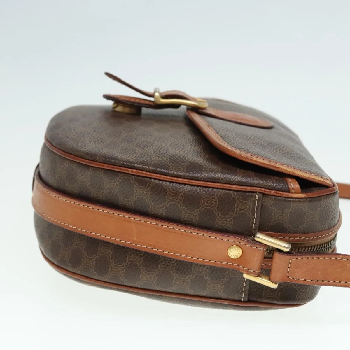 CELINE Macadam Canvas Shoulder Bag PVC Brown 90560