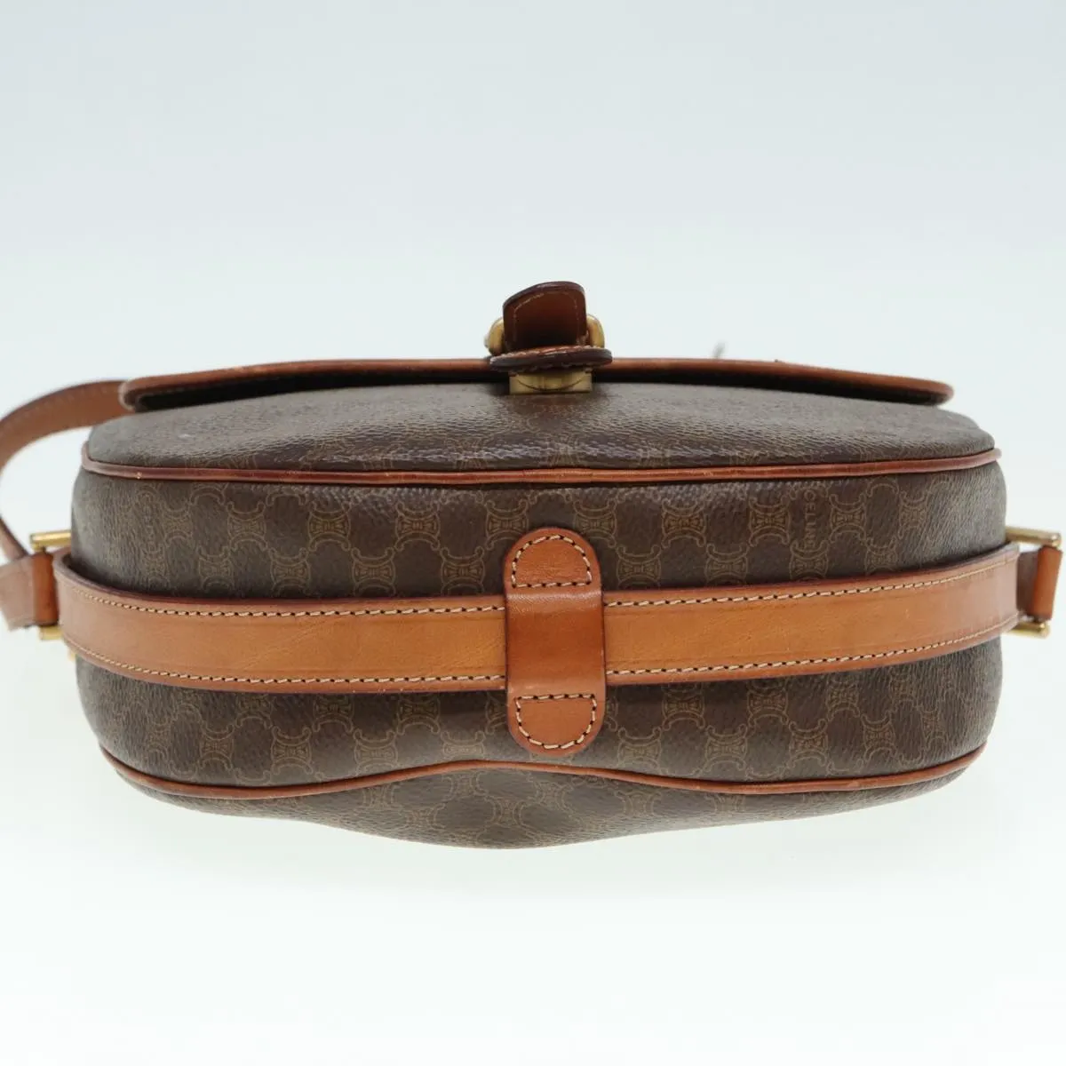 CELINE Macadam Canvas Shoulder Bag PVC Brown 90560