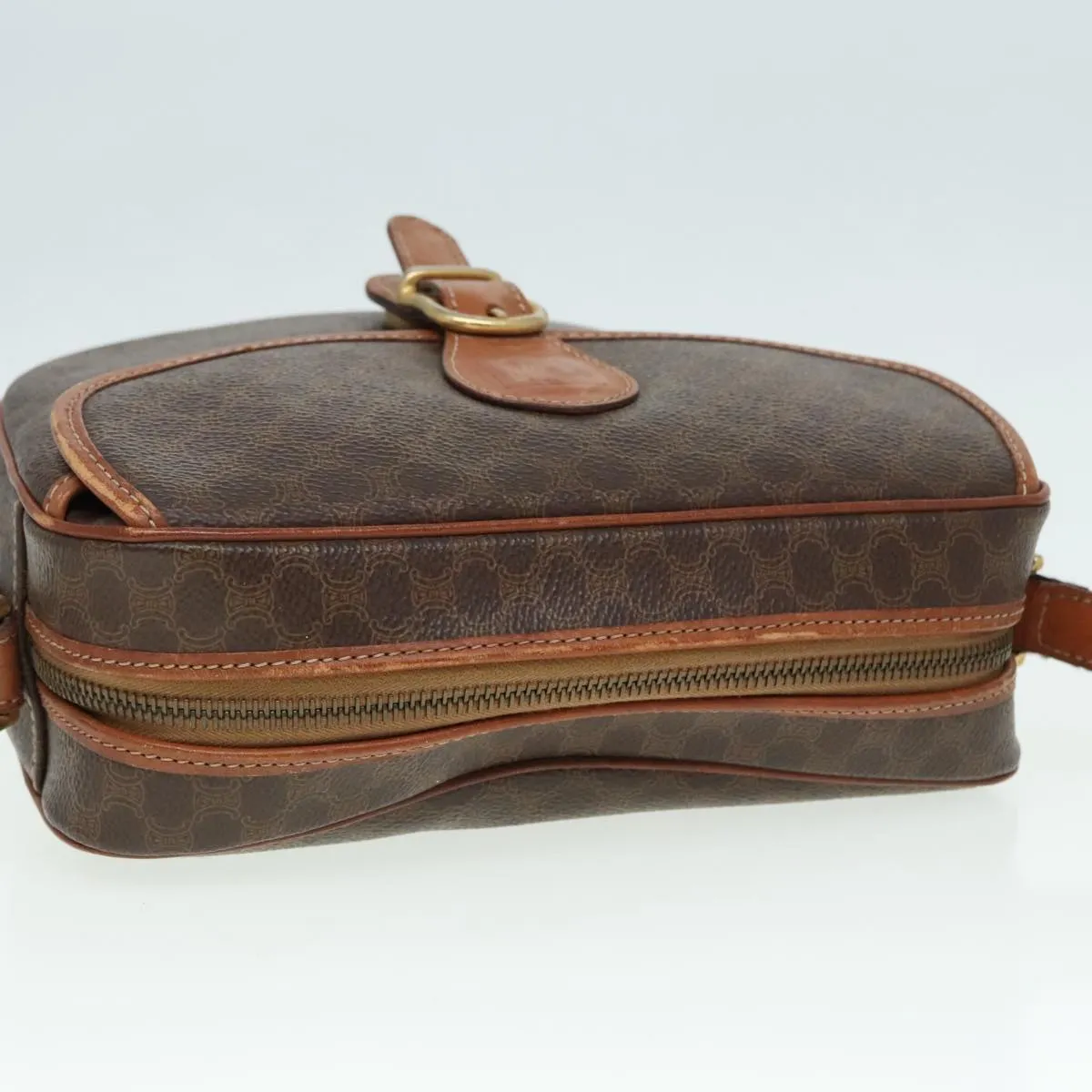 CELINE Macadam Canvas Shoulder Bag PVC Brown 90560