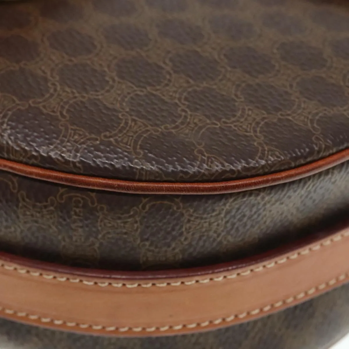 CELINE Macadam Canvas Shoulder Bag PVC Brown 90560