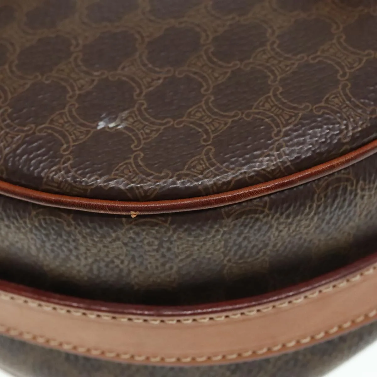 CELINE Macadam Canvas Shoulder Bag PVC Brown 90560