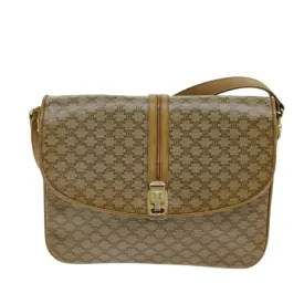 CELINE Macadam Canvas Shoulder Bag PVC Leather Beige 80814