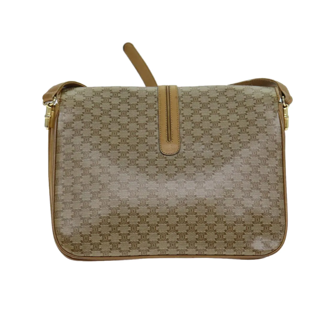CELINE Macadam Canvas Shoulder Bag PVC Leather Beige 80814