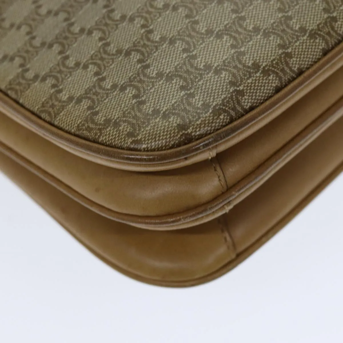 CELINE Macadam Canvas Shoulder Bag PVC Leather Beige 80814
