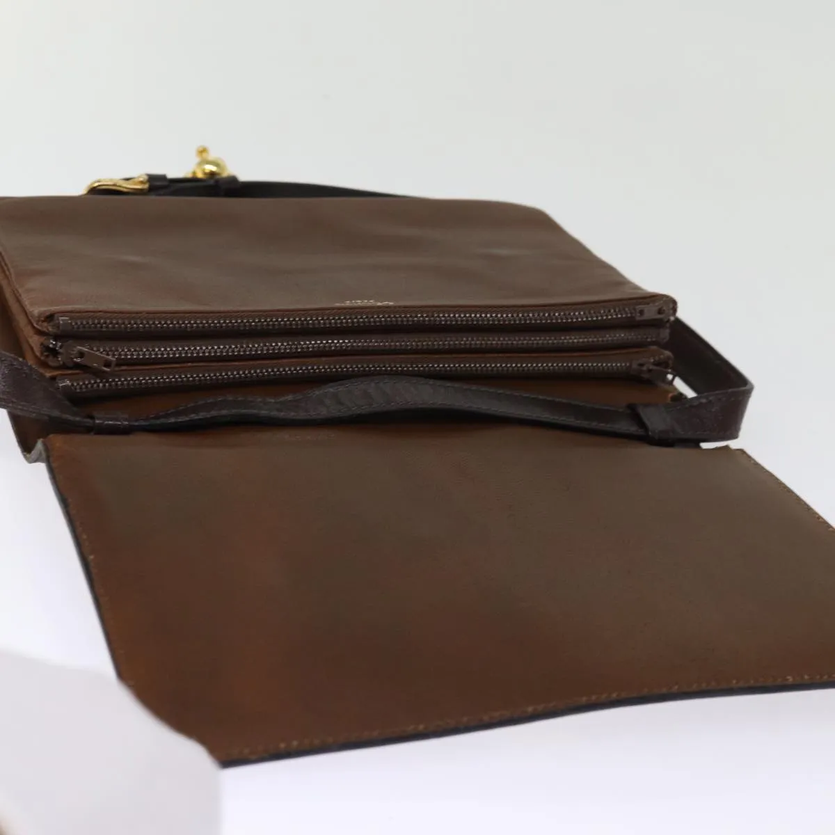 CELINE Shoulder Bag Canvas Leather Beige 76079