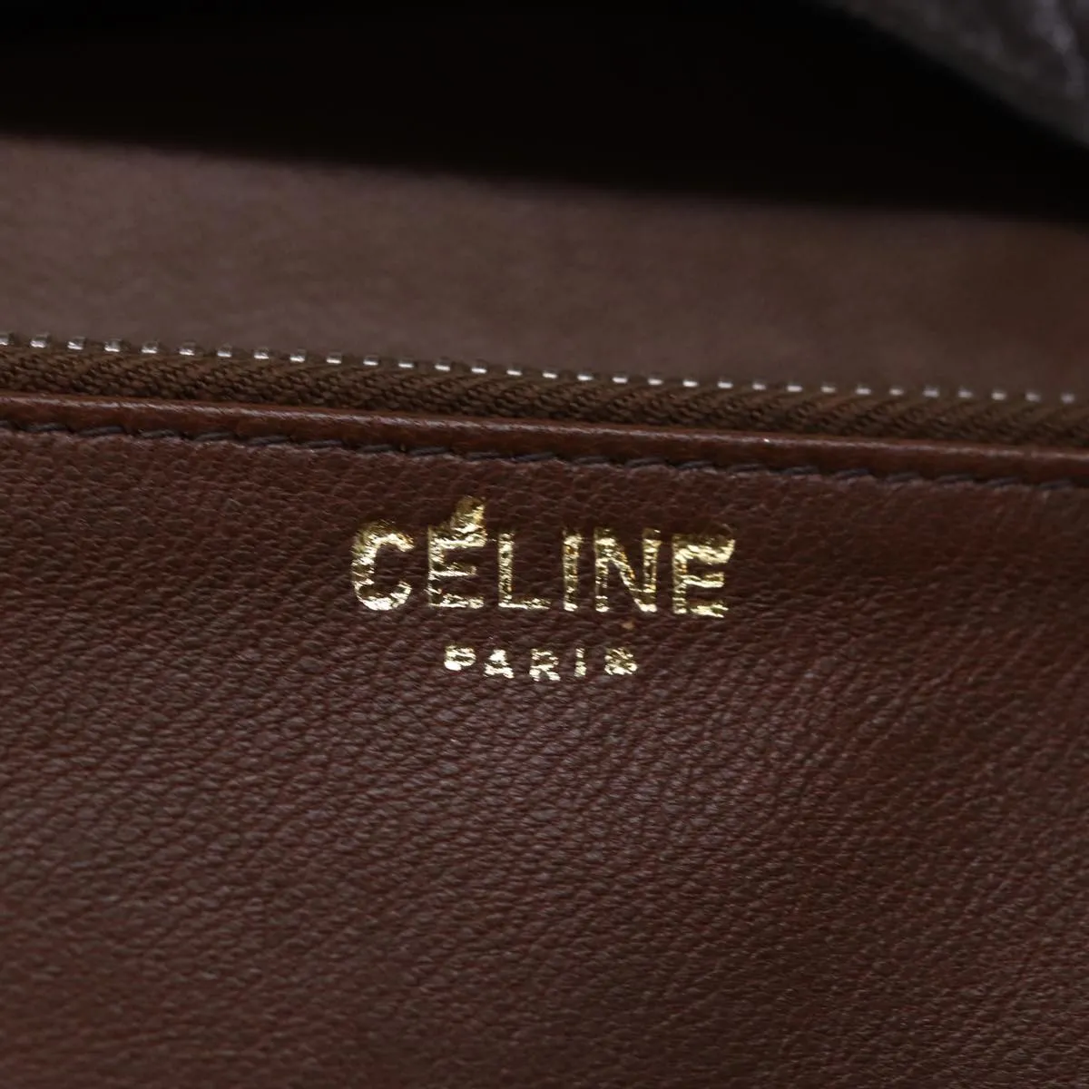 CELINE Shoulder Bag Canvas Leather Beige 76079
