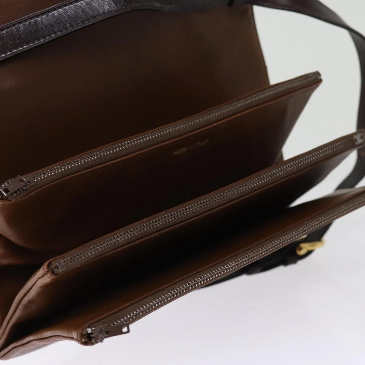 CELINE Shoulder Bag Canvas Leather Beige 76079