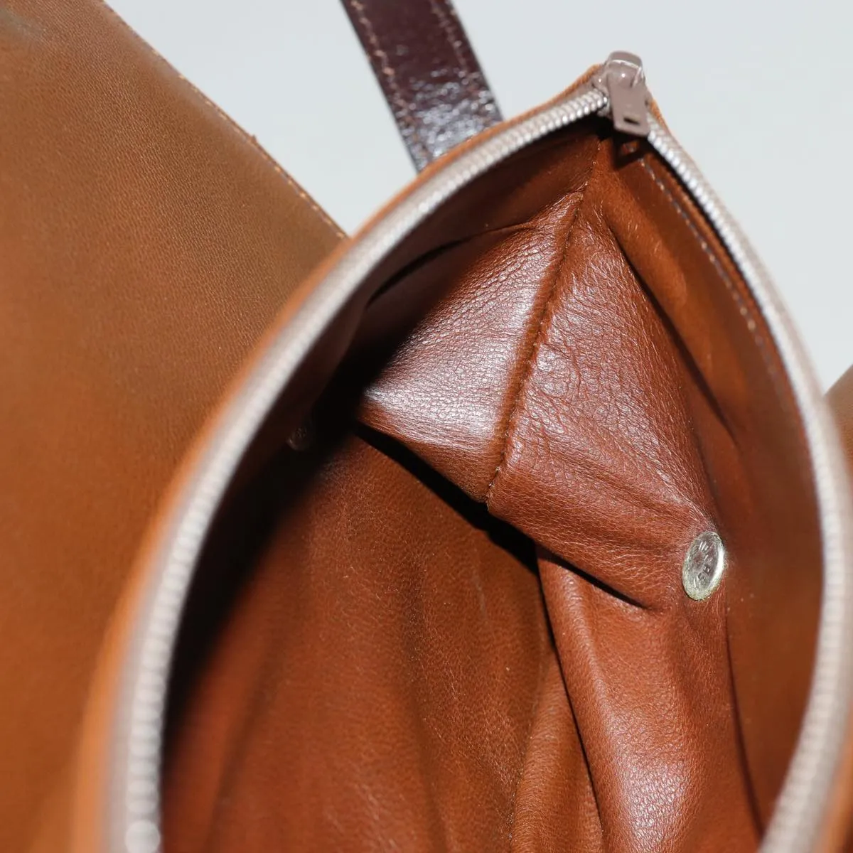 CELINE Shoulder Bag Canvas Leather Beige 76079