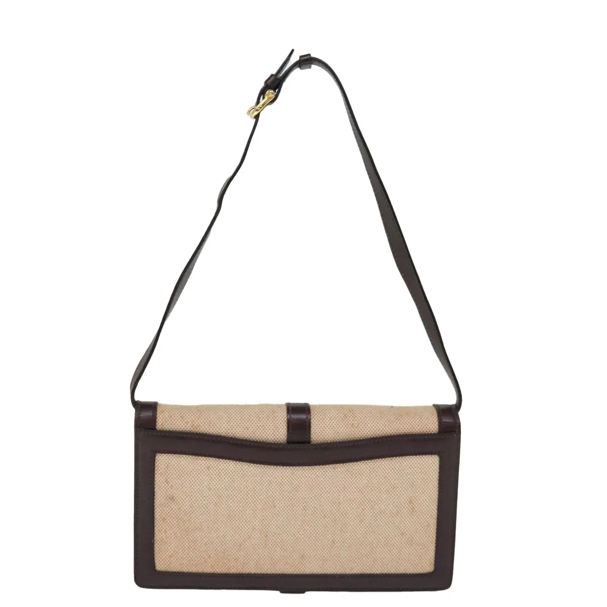 CELINE Shoulder Bag Canvas Leather Beige 76079