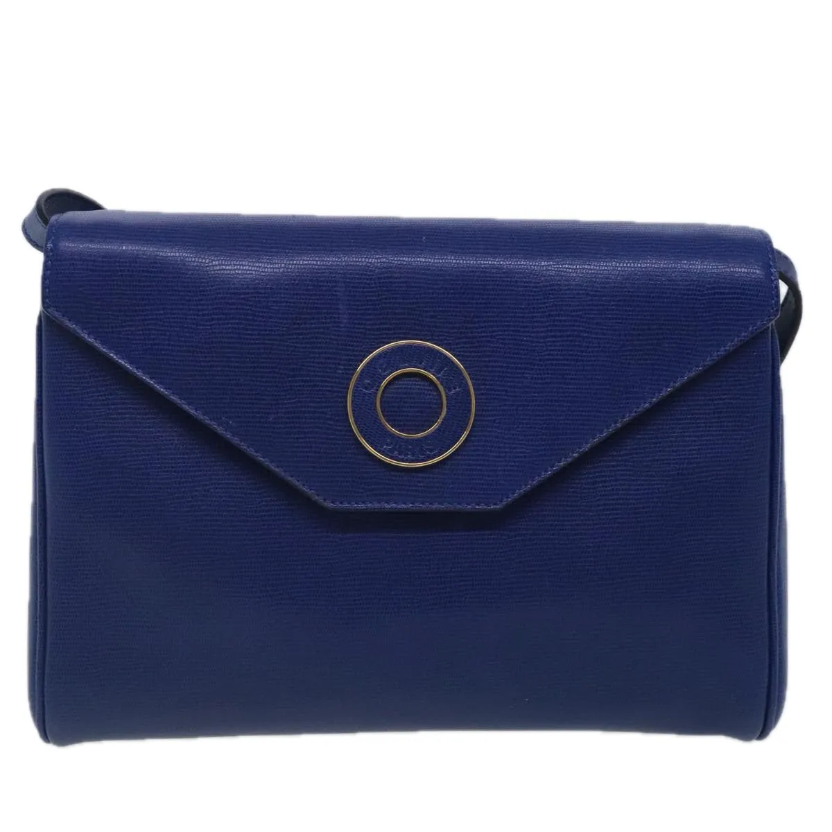 CELINE Shoulder Bag Leather Blue Gold 94799