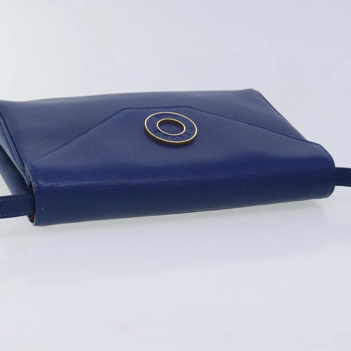CELINE Shoulder Bag Leather Blue Gold 94799