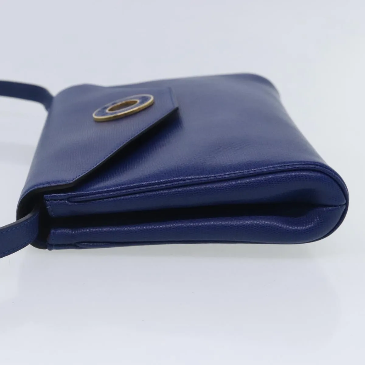 CELINE Shoulder Bag Leather Blue Gold 94799
