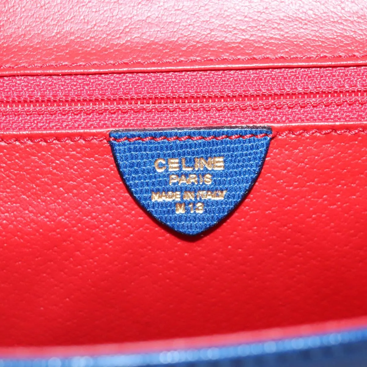 CELINE Shoulder Bag Leather Blue Gold 94799