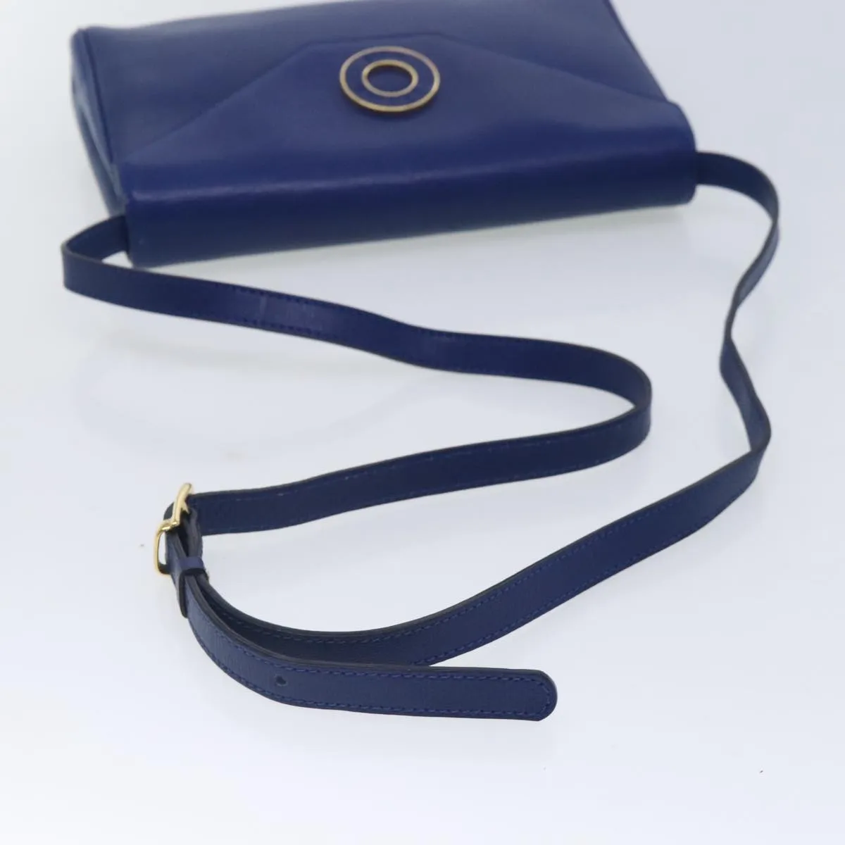 CELINE Shoulder Bag Leather Blue Gold 94799