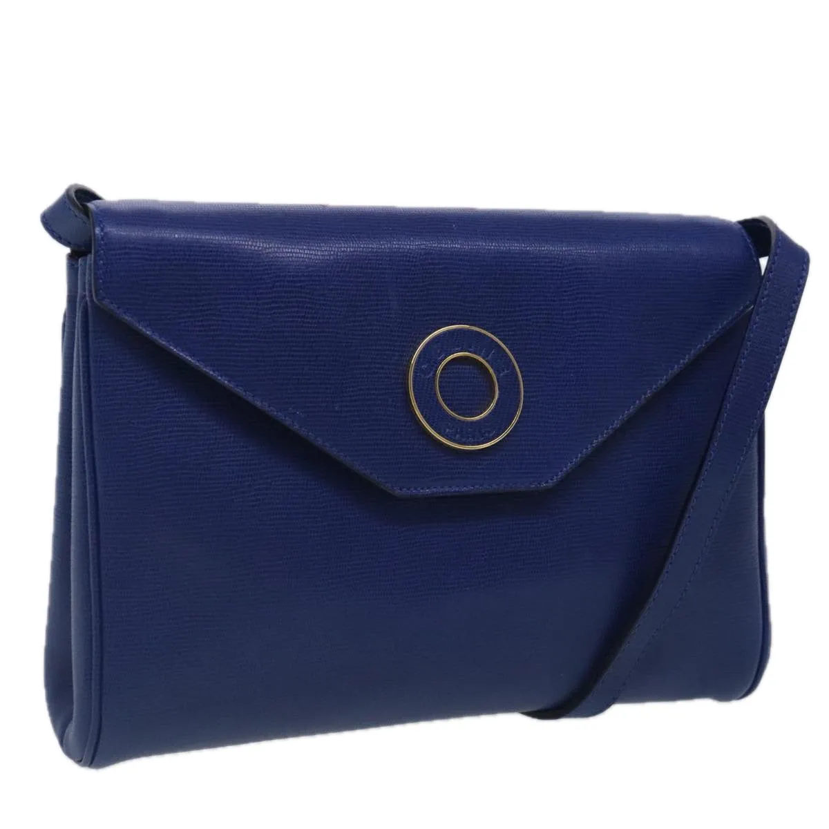 CELINE Shoulder Bag Leather Blue Gold 94799