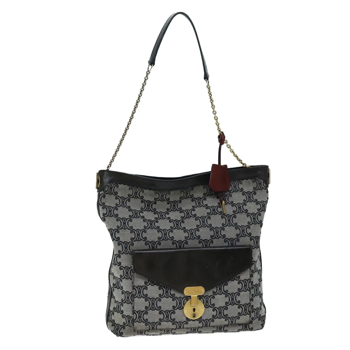 CELINE Triomphe Canvas Shoulder Bag Gray 73617