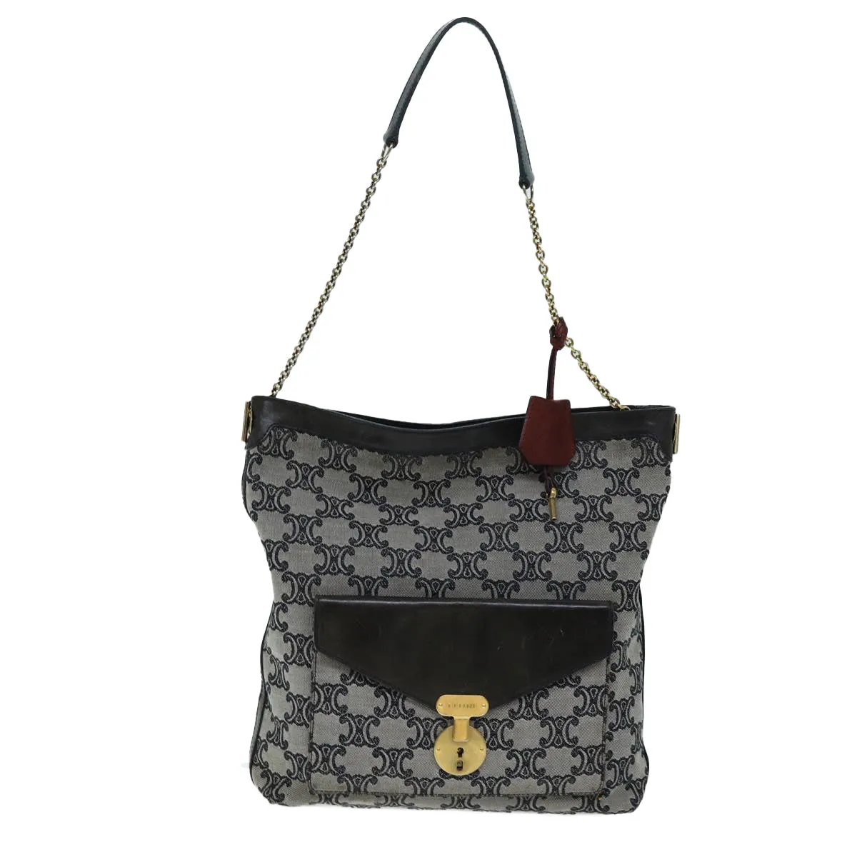 CELINE Triomphe Canvas Shoulder Bag Gray 73617