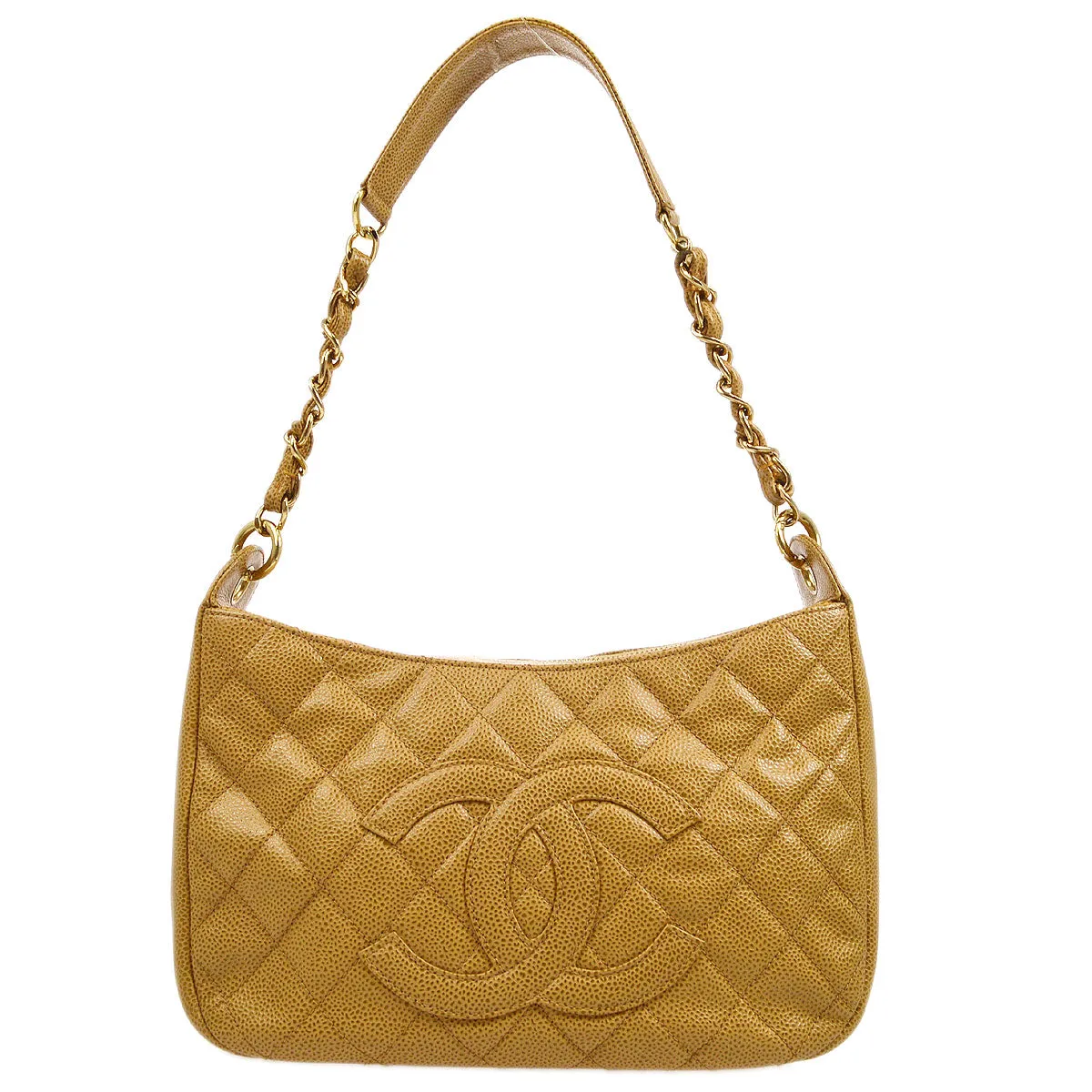 Chanel 2003-2004 Beige Caviar Shoulder Bag